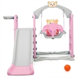 4 in 1 Toddler Climber and Swing Set w/ Basketball Hoop and Ball Pink