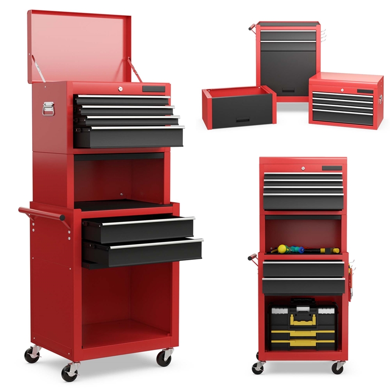 High Capacity 6 Drawer Rolling Tool Chest Storage Cabinet Toolbox