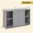 Kitchen Storage Cabinet Sideboard Buffet Cupboard Wood Sliding Door Gray