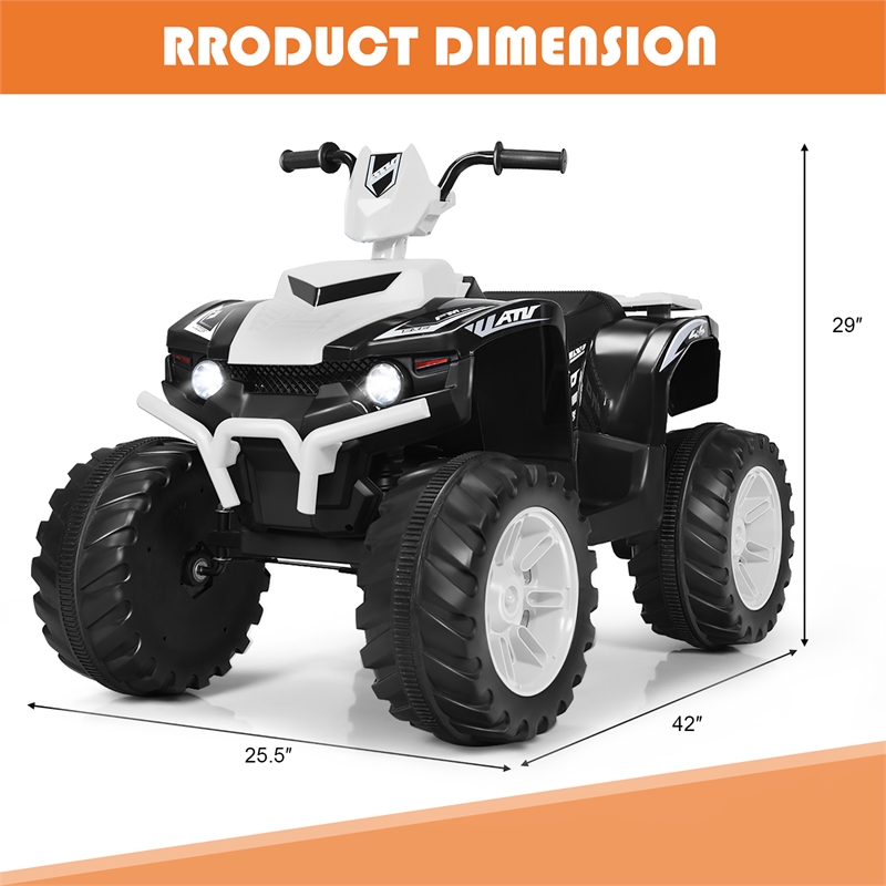 12V Kids 4 Wheeler ATV Quad Ride On Car w/ LED Lights Music USB White