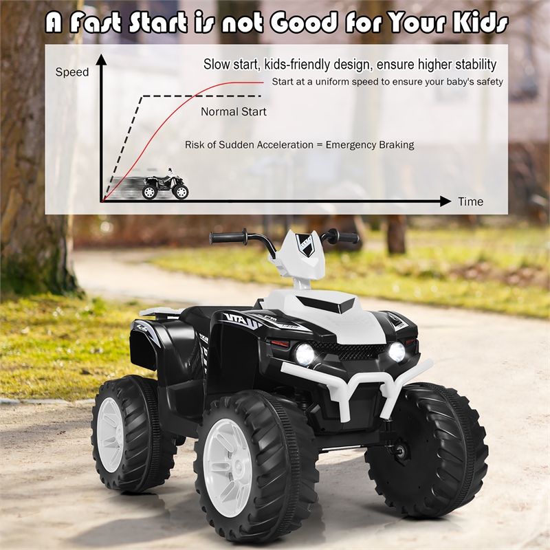 12V Kids 4 Wheeler ATV Quad Ride On Car w/ LED Lights Music USB White
