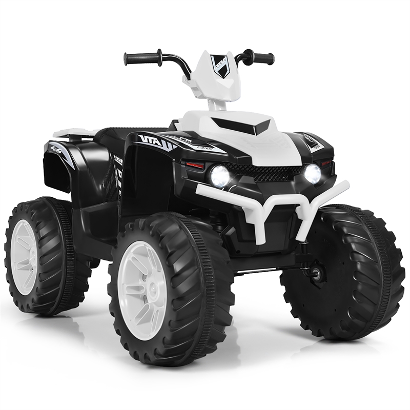 12V Kids 4 Wheeler ATV Quad Ride On Car w/ LED Lights Music USB White
