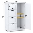 Bathroom Storage Wooden 4 Drawer Cabinet Cupboard 2 Shelves White