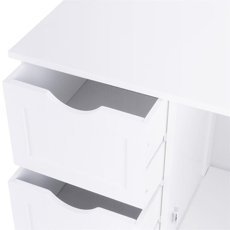 Bathroom Storage Wooden 4 Drawer Cabinet Cupboard 2 Shelves White