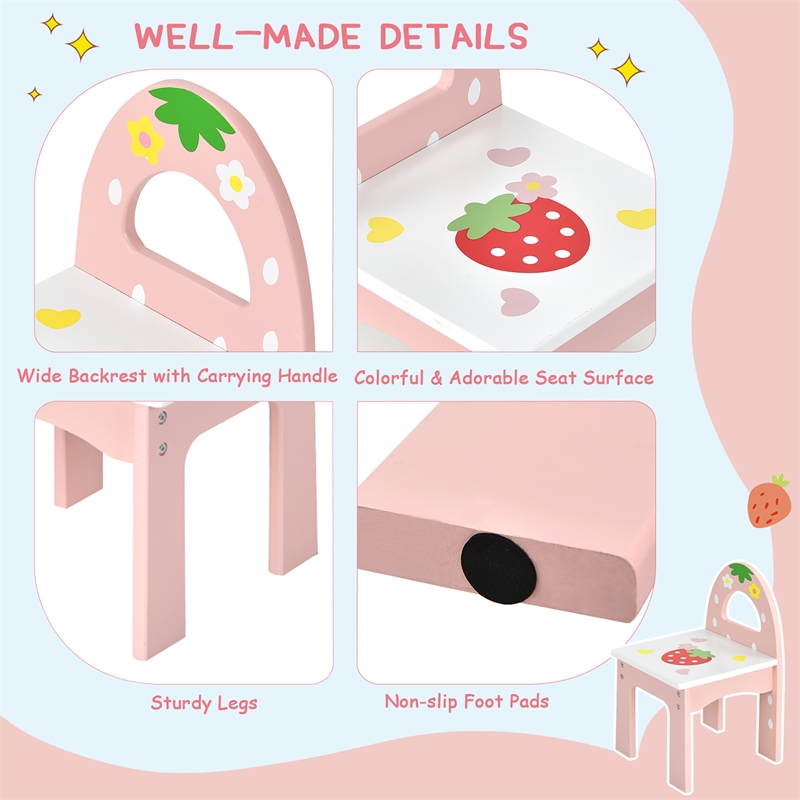 Kids Vanity Princess Makeup Dressing Table Chair Set w/Mirror Pink