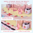 Kids Vanity Princess Makeup Dressing Table Chair Set w/Mirror Pink