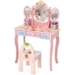 Kids Vanity Princess Makeup Dressing Table Chair Set w/Mirror Pink