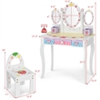 Kids Vanity Princess Makeup Dressing Table Chair Set w/Mirror White