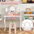Kids Vanity Princess Makeup Dressing Table Chair Set w/Mirror White