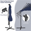10FT Cantilever Solar Powered 32LED Lighted Patio Offset Umbrella Outdoor Navy