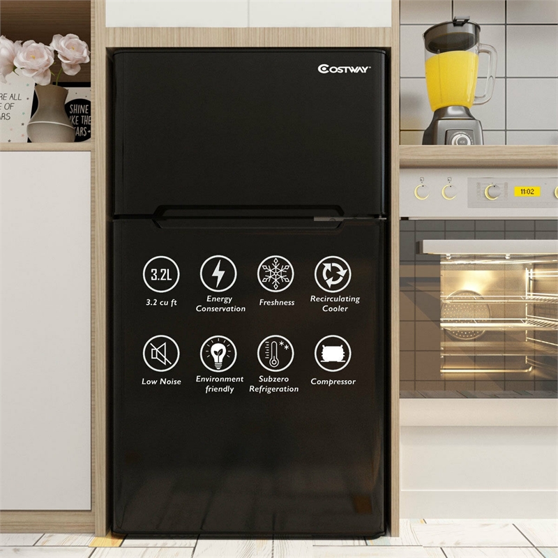 Refrigerator Small Freezer Cooler Fridge Compact 3.2 cu ft. Unit Black
