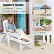 Adjustable Folding Patio Chaise Deck Chair Lounger 5 Position Recliner White