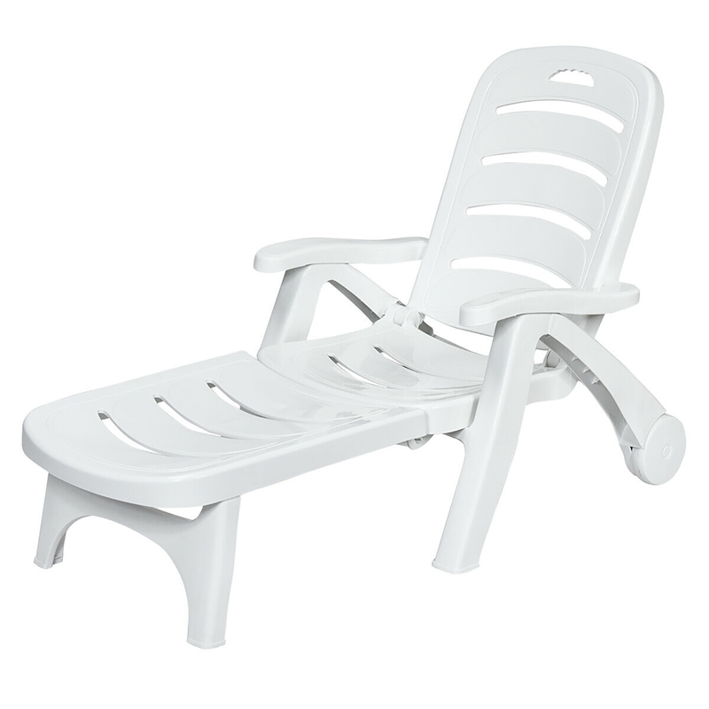 2 Pack Patio Lounge Chair 4-Position Back Support Brackets - White Metal