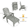 Adjustable Folding Patio Chaise Deck Chair Lounger 5 Position Recliner Gray
