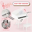 Children 30 Key Toy Grand Baby Piano with Kids Bench Wood White