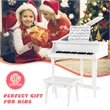 Children 30 Key Toy Grand Baby Piano with Kids Bench Wood White