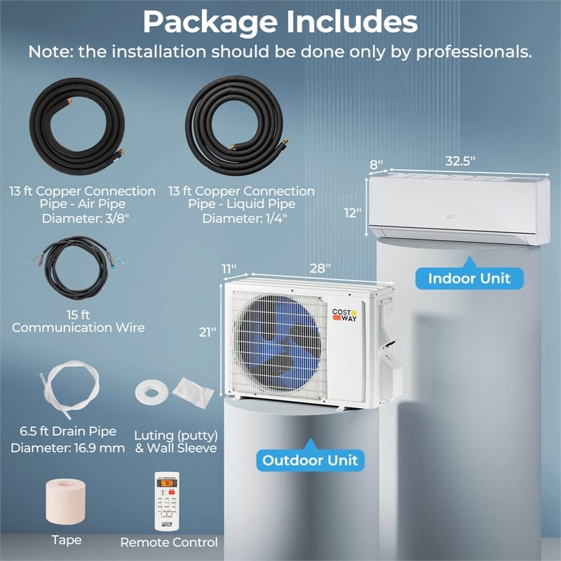 12000 BTU Mini Split Air Conditioner Metal White