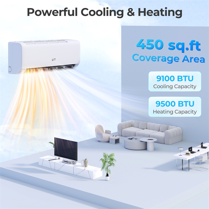 9100BTU Wifi Enabled Mini Split AC White