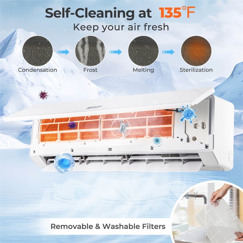 18000 BTU Mini Split Air Conditioner White Metal