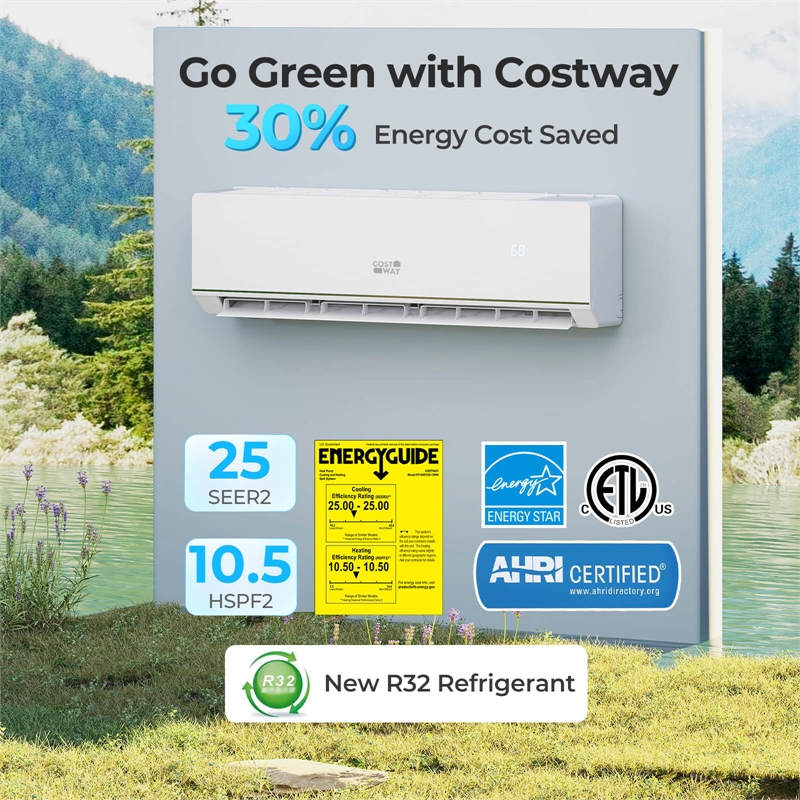 18000 BTU Mini Split Air Conditioner White Metal