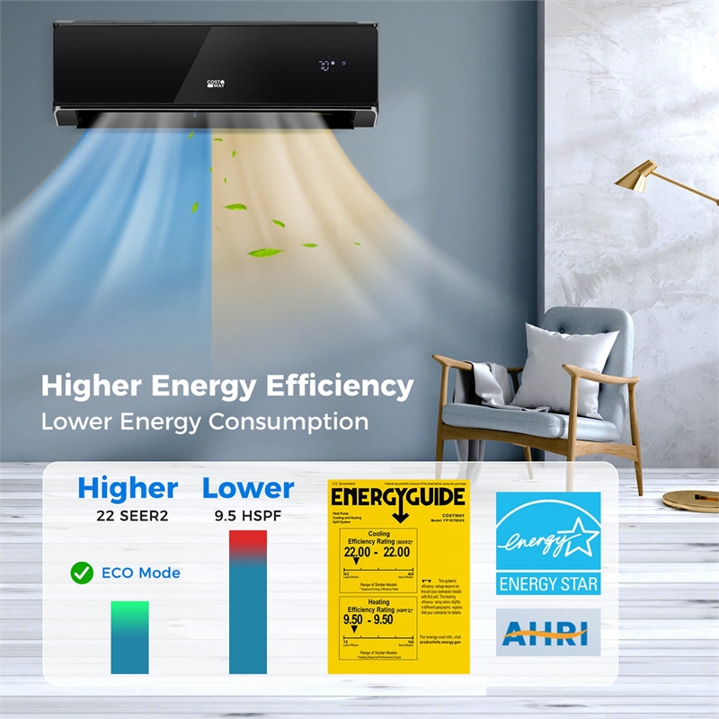 12000 BTU Wifi Enabled Mini Split Air Conditionere Black Metal