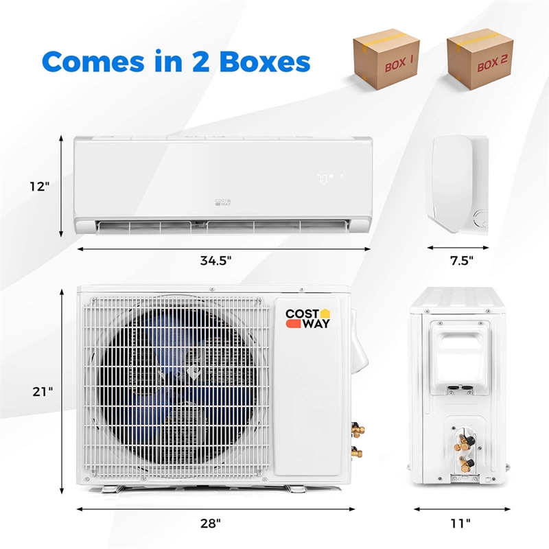 12000 BTU Wifi Enabled Mini Split Air Conditioner White Metal