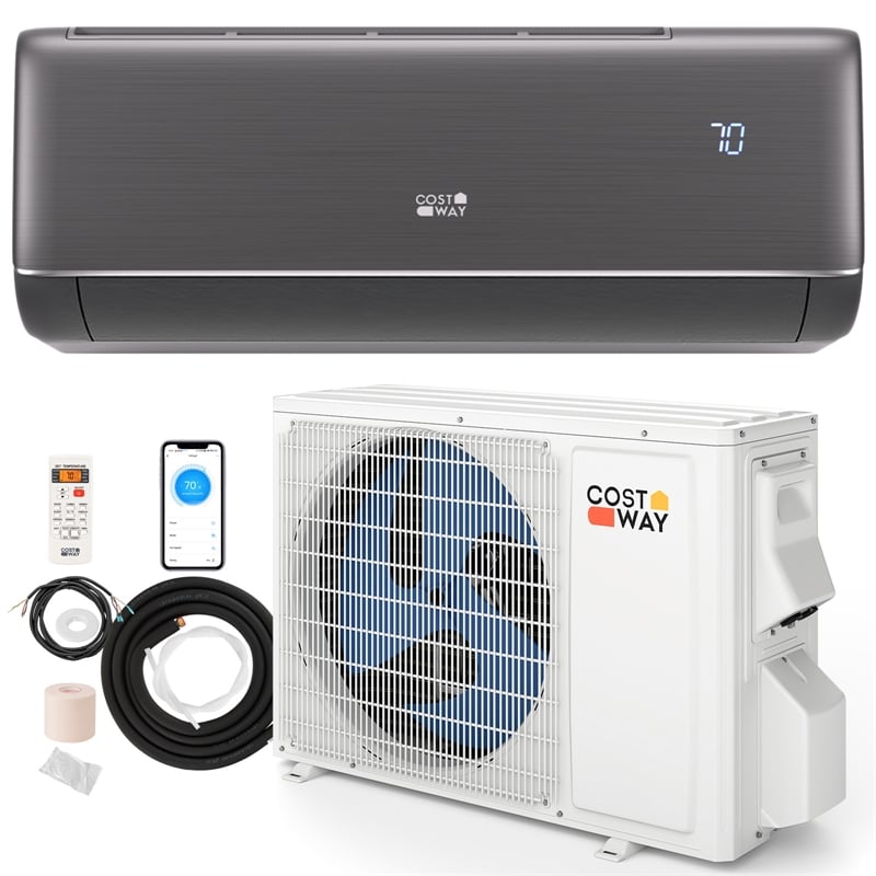 12000BTU Wifi Enabled Mini Split AC Black Metal
