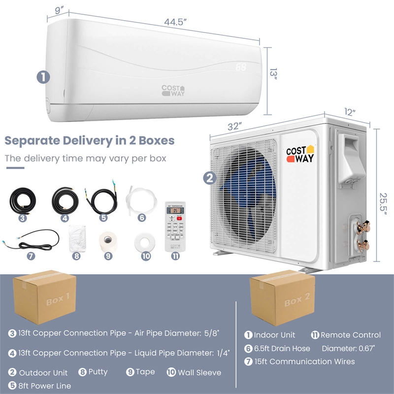 24000 BTU Mini Split Air Conditioner and Heater White Metal