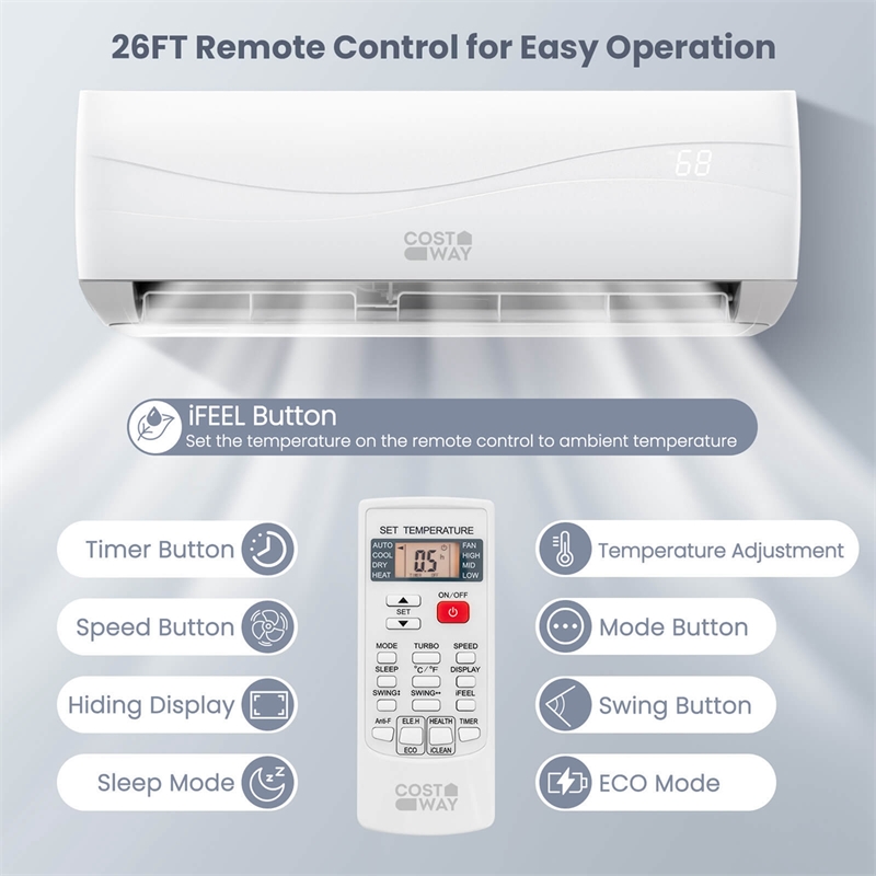 24000 BTU Mini Split Air Conditioner and Heater White Metal