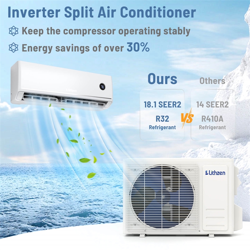 12000 BTU Mini Split Air Conditioner and Heater White Metal