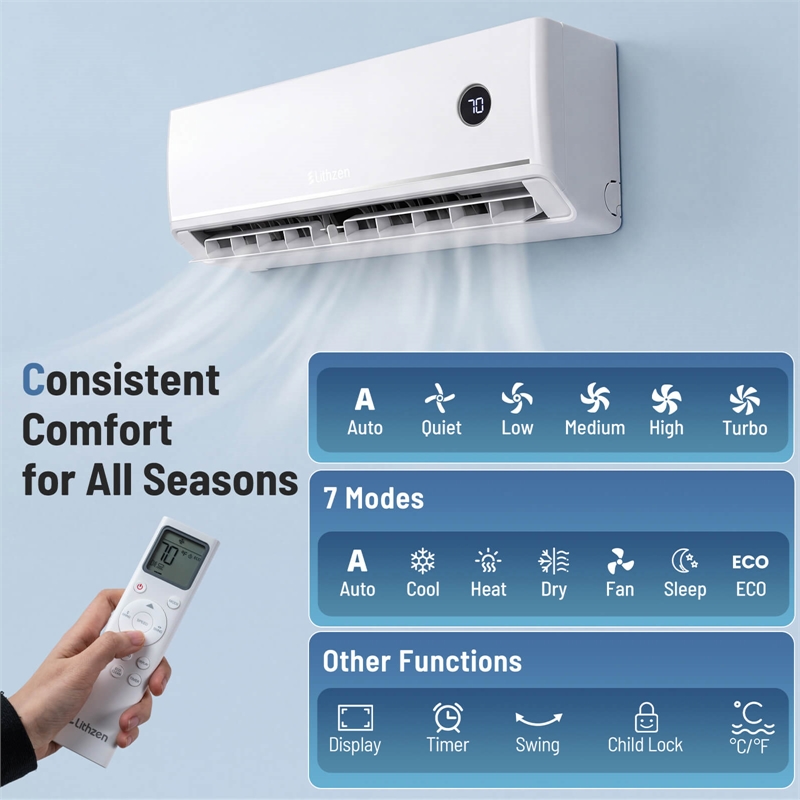 24000 BTU Mini Split Air Conditioner and Heater White Metal