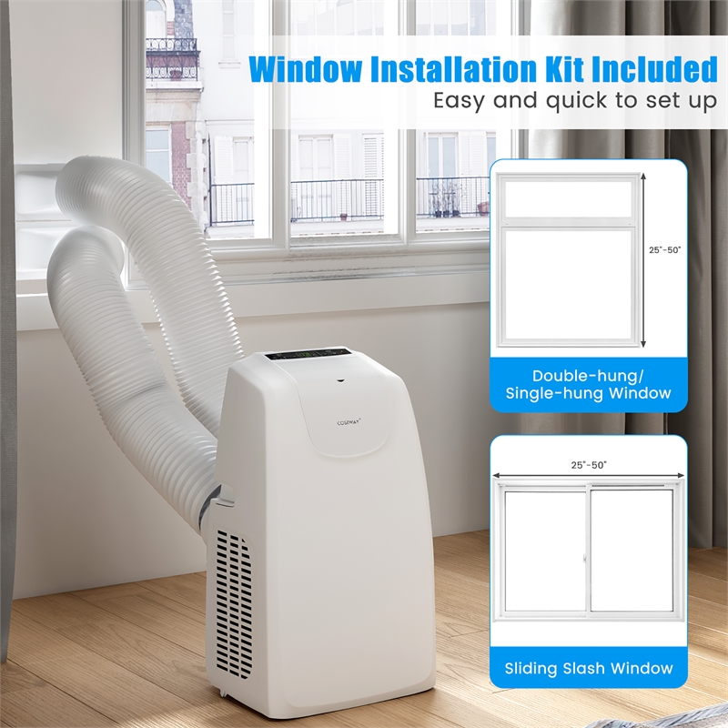 8000 BTU (11500 BTU ASHRAE) Dual Hose Portable Air Conditioner AC Unit