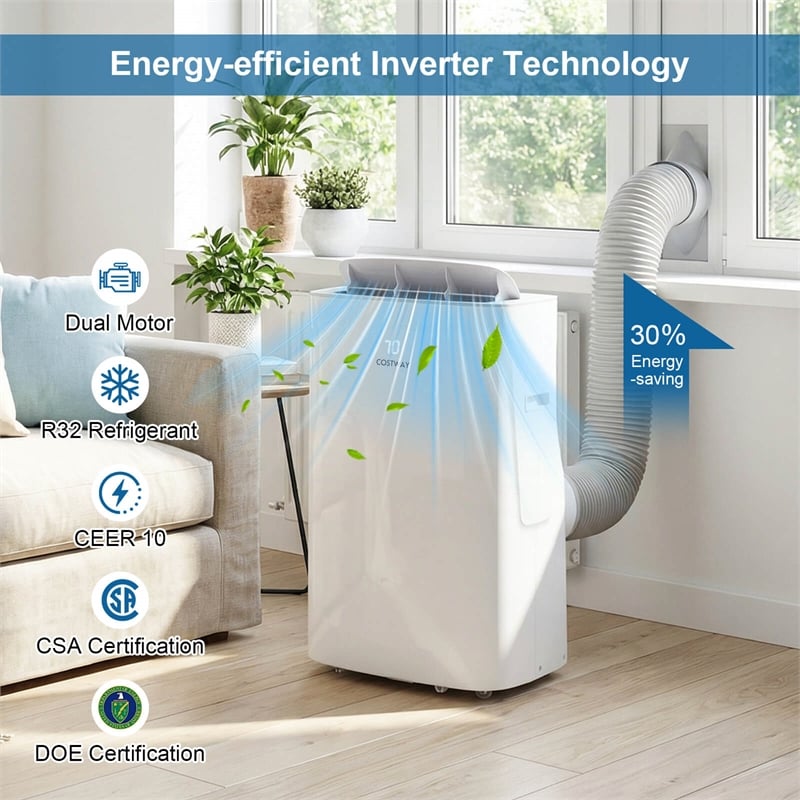 15000 BTU Inverter Portable Air Conditioner with Fan Dehumidifier Auto Swing