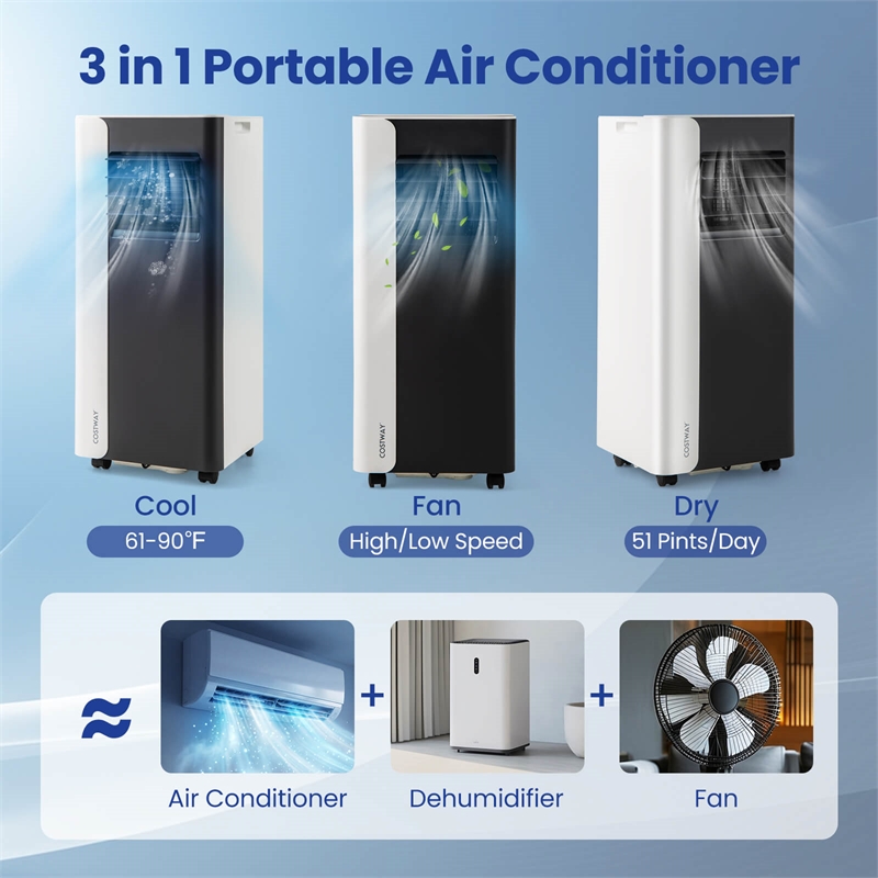 10000 BTU 3 in 1 Portable Air Conditioner with Dehumidifier Mode LED Display