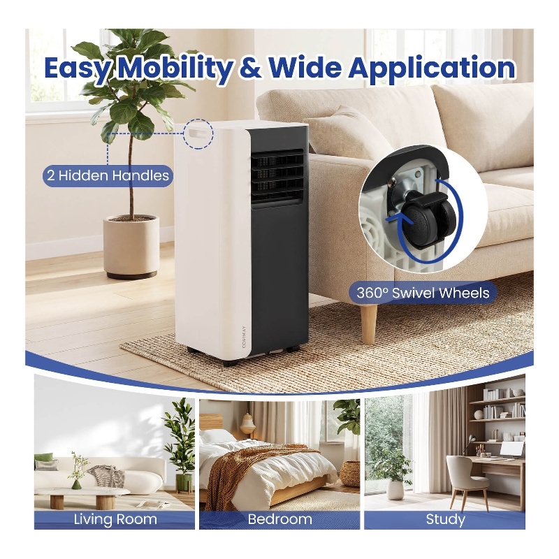 10000 BTU 3 in 1 Portable Air Conditioner with Dehumidifier Mode LED Display