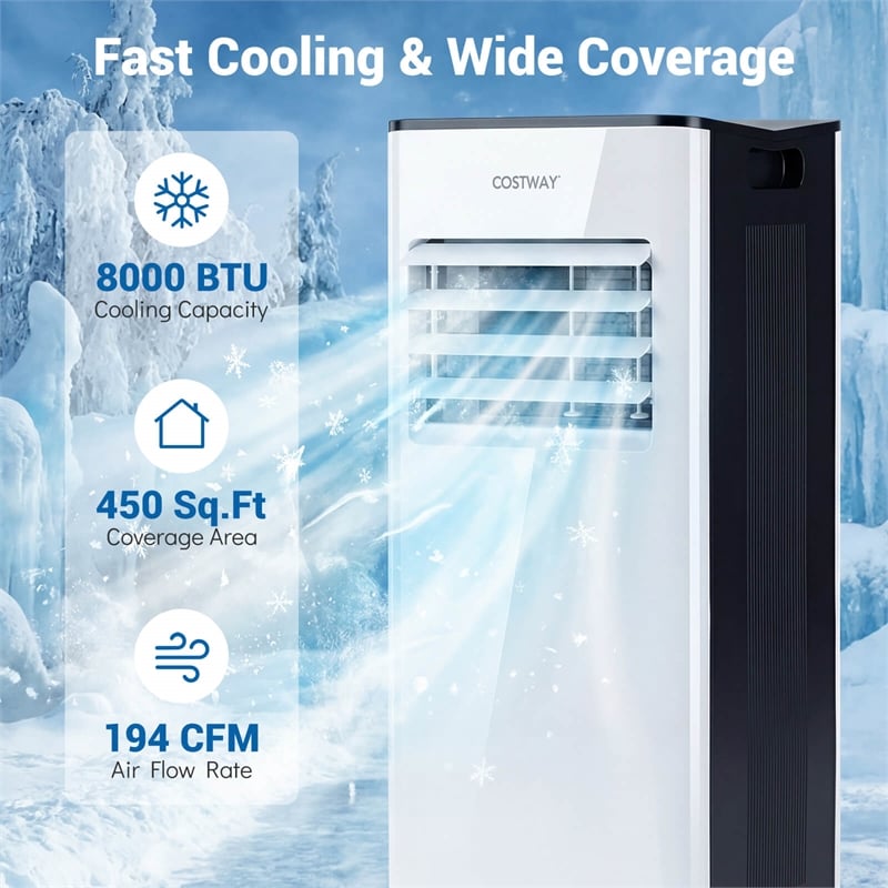 8000 BTU AC Cools Air Cooler with Fan Dehumidifier