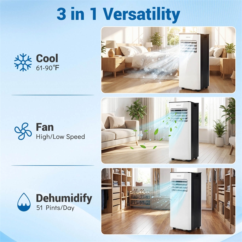 10000 BTU AC Cools Air Cooler with Fan Dehumidifier