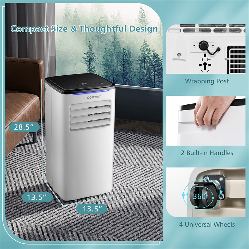 7100 BTU (10000 BTU ASHRAE) Portable Air Conditioner AC Unit with Cool Dehum Fan
