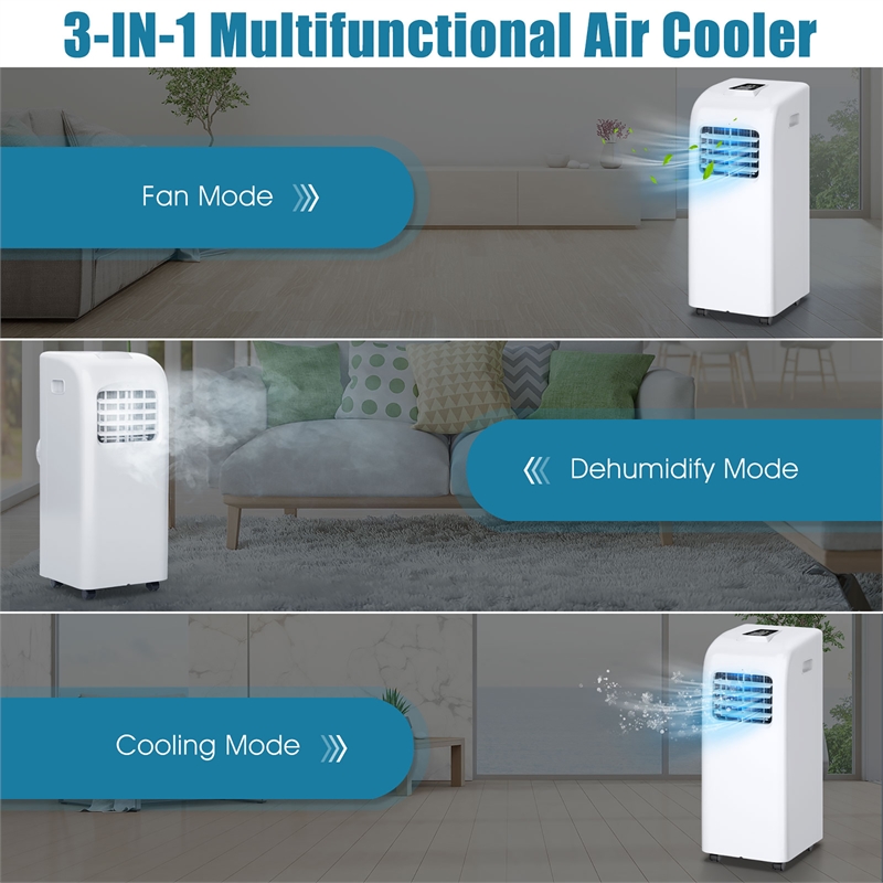 8000 BTU Portable Air Conditioner and Dehumidifier Function Remote White