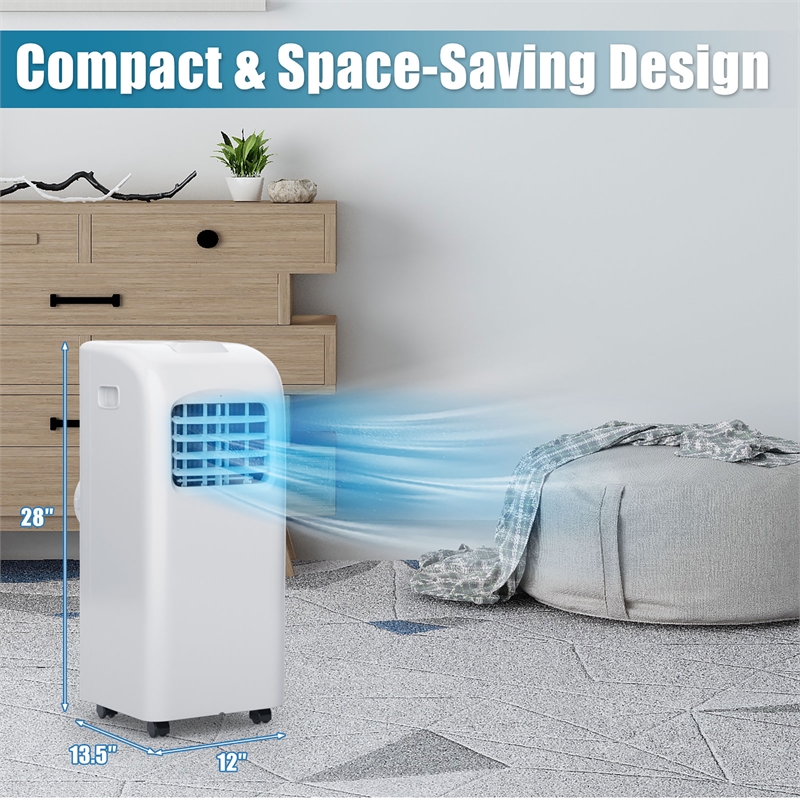 8000 BTU Portable Air Conditioner and Dehumidifier Function Remote White