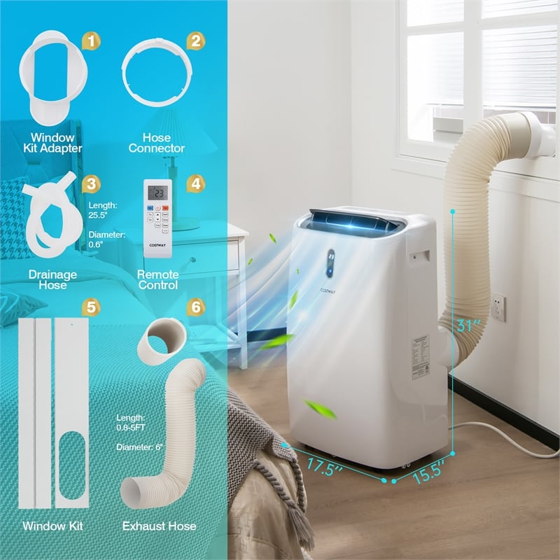 8800 BTU (14000 BTU ASHRAE) Portable Air Conditioner with APP Smart Control
