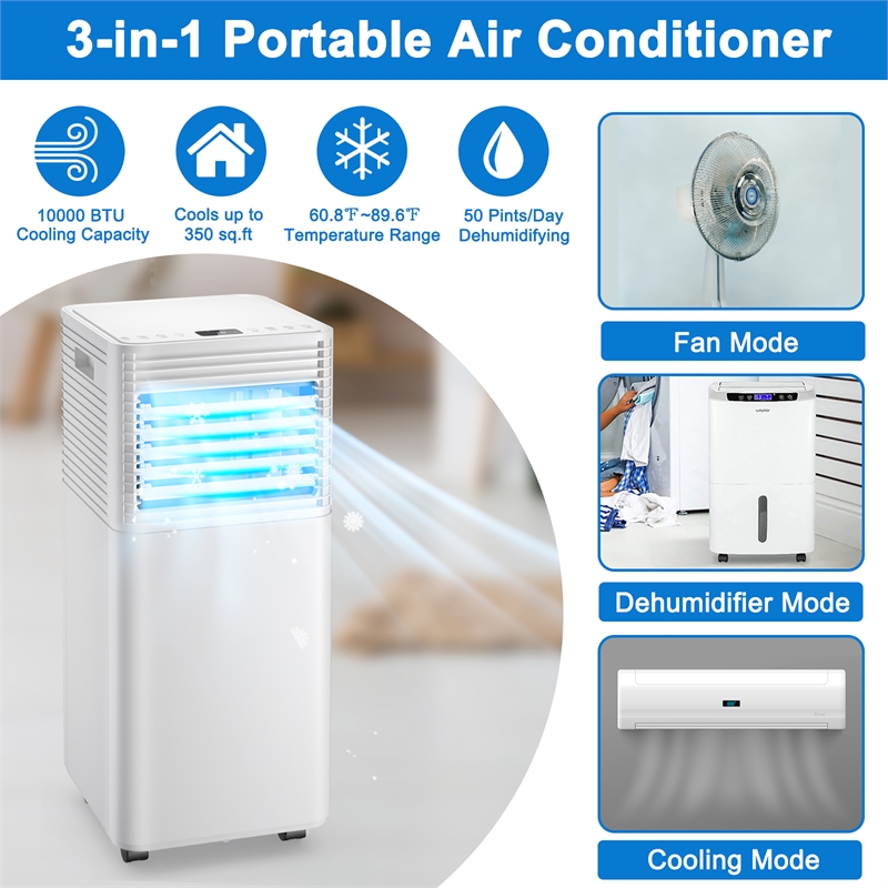 6000BTU (10000 BTU ASHRAE) Portable Air Conditioner Air Cooler