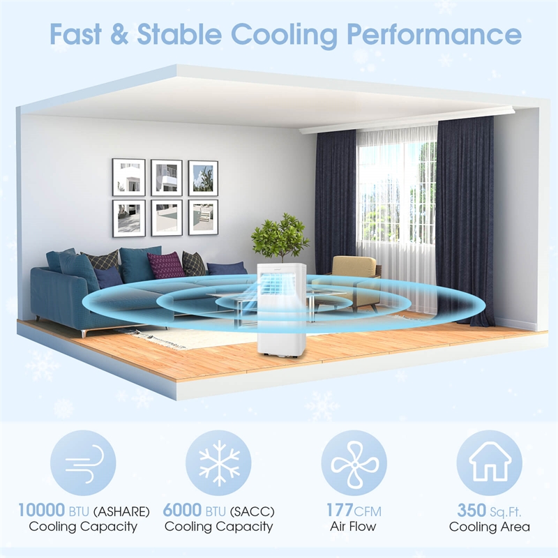6000 BTU (10000 BTU ASHRAE) Portable Air Conditioner With Cool Dehum Fan