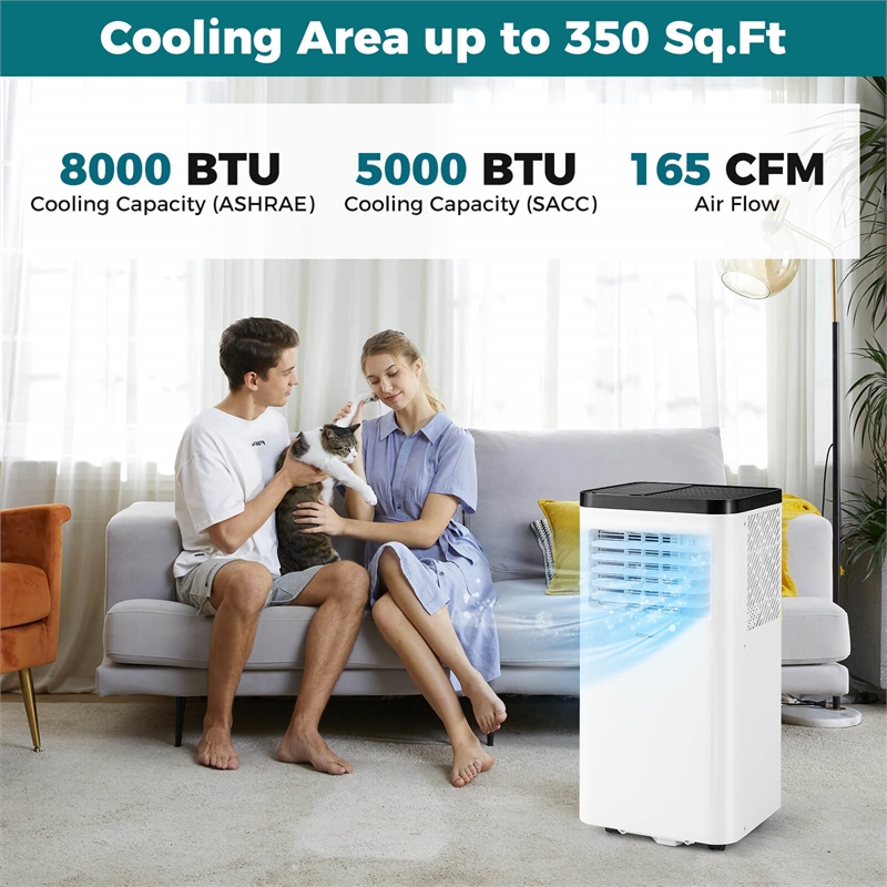 8000 BTU Portable Air Conditioner with Fan and Dehumidifier Remote Control