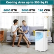 8000 BTU Portable Air Conditioner with Fan and Dehumidifier Remote Control