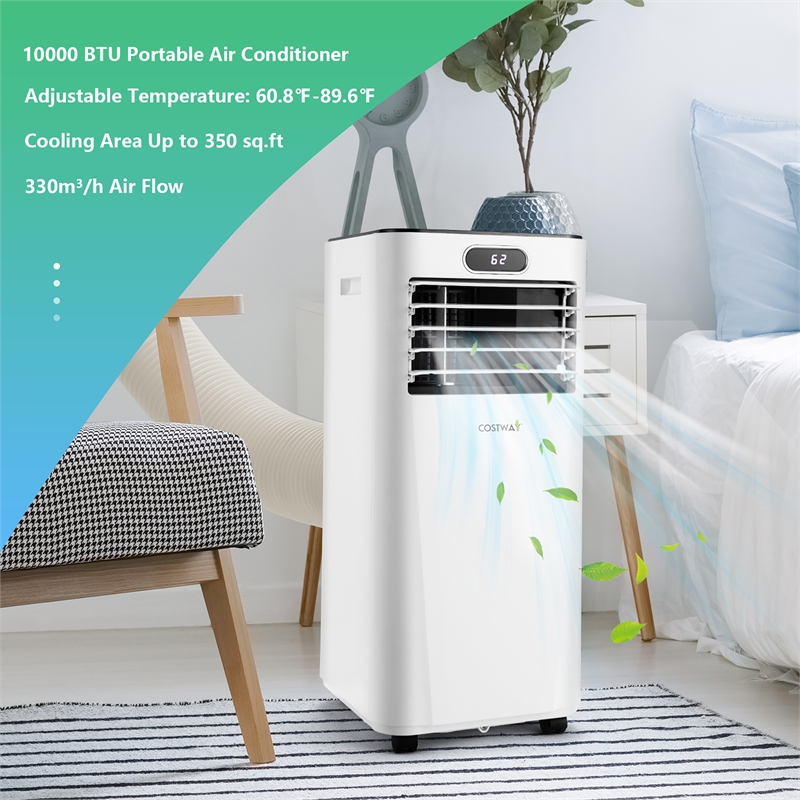 6000 BTU (10000 BTU ASHRAE) Portable Air Conditioner with Remote Control White