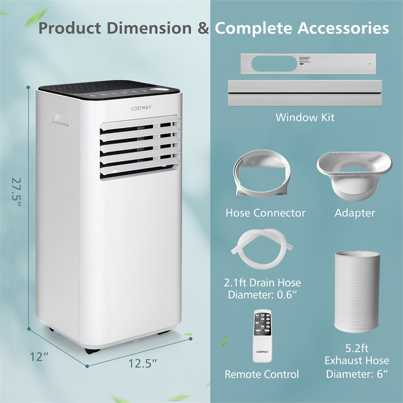 8000 BTU Portable Air Conditioner Air Cooler with Fan Dehum Sleep Mode
