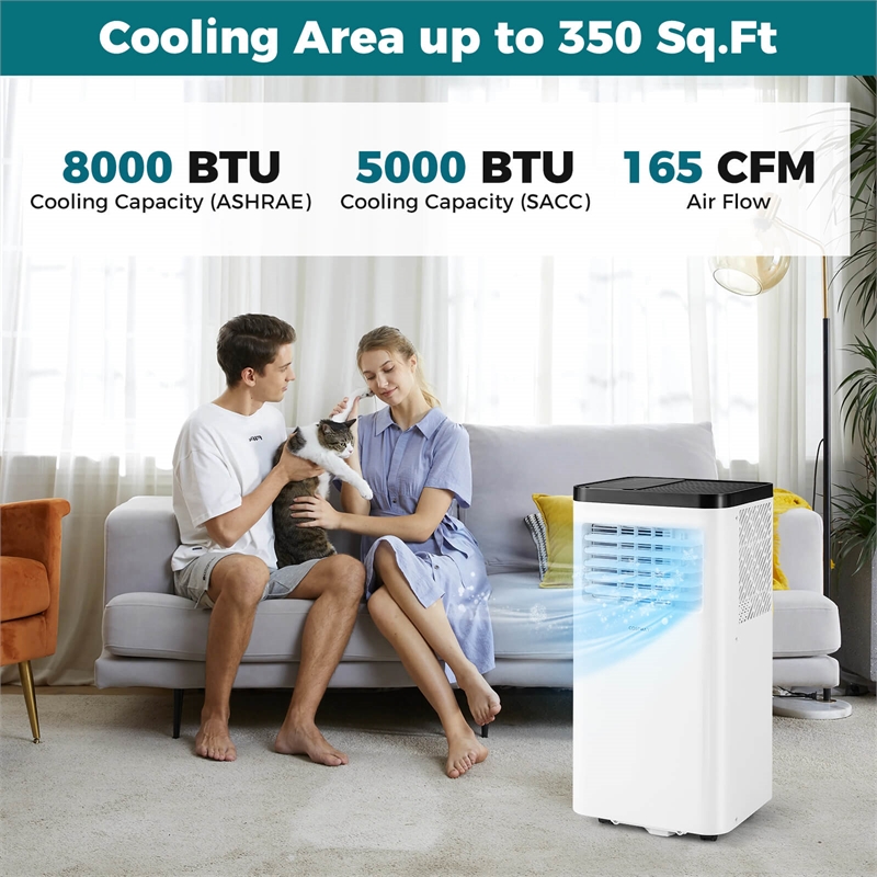 8000 BTU Portable Air Conditioner with Fan and Dehumidifier Remote Control