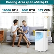 10000 BTU Portable Air Conditioner with Fan and Dehumidifier Remote Control