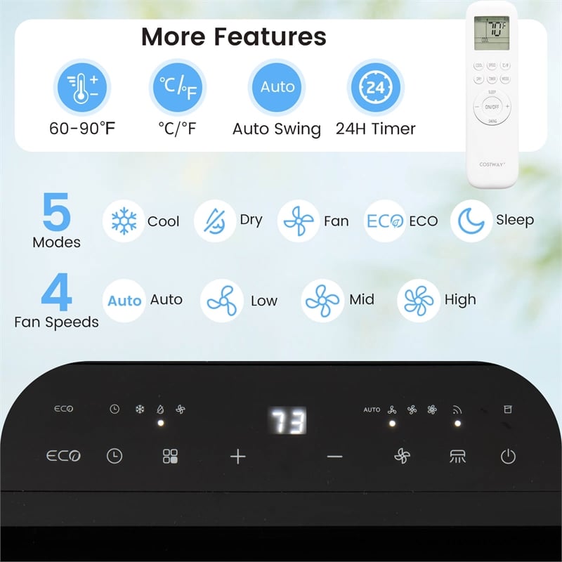 14000 BTU Inverter Portable Air Conditioner with APP Voiceand Remote Control